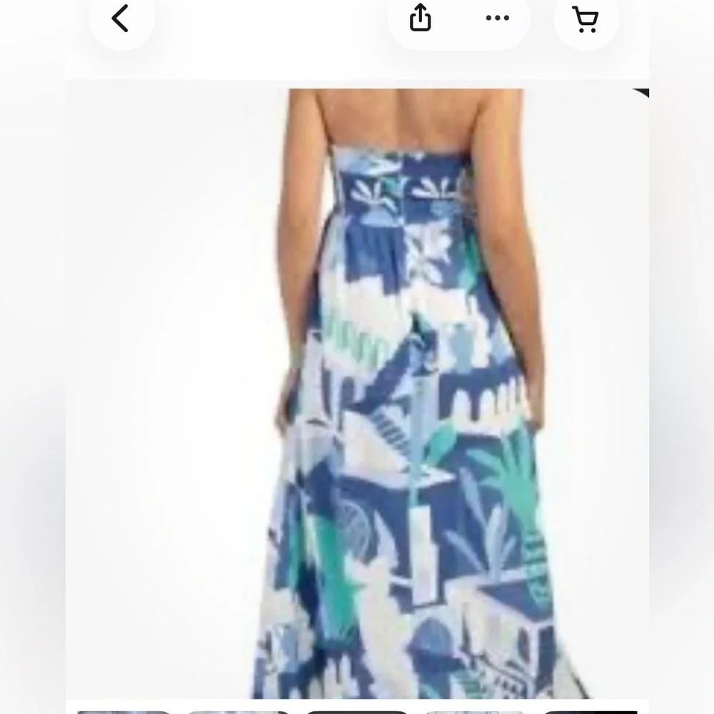 NWT White Closet Elements Maxi Blue & White HalterNeck Dress LINEN SZ large - Picture 2 of 6